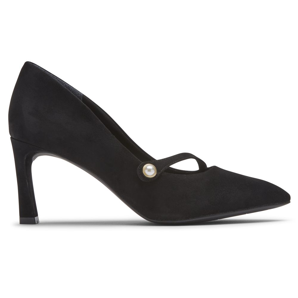 Rockport Women's Total Motion Sheehan Mary Jane Heel Pumps - Black - USA (4971NRVUS)